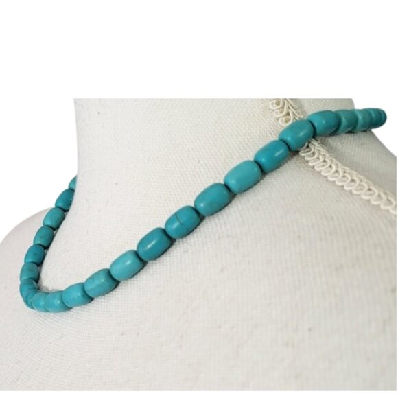 Silver Metal Indian Earrings & Blue Beaded Choker Necklace - 2-Piece Set - Picture 9 of 10